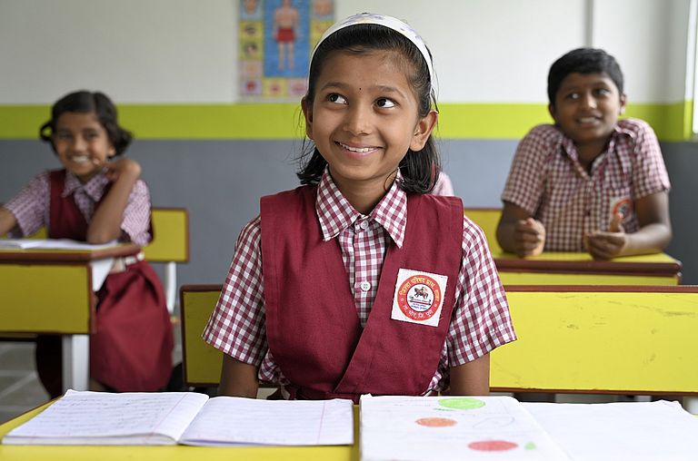 School kid in a class room