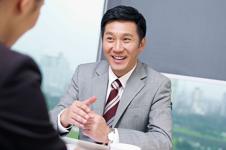 Sales engineer meeting a customer
