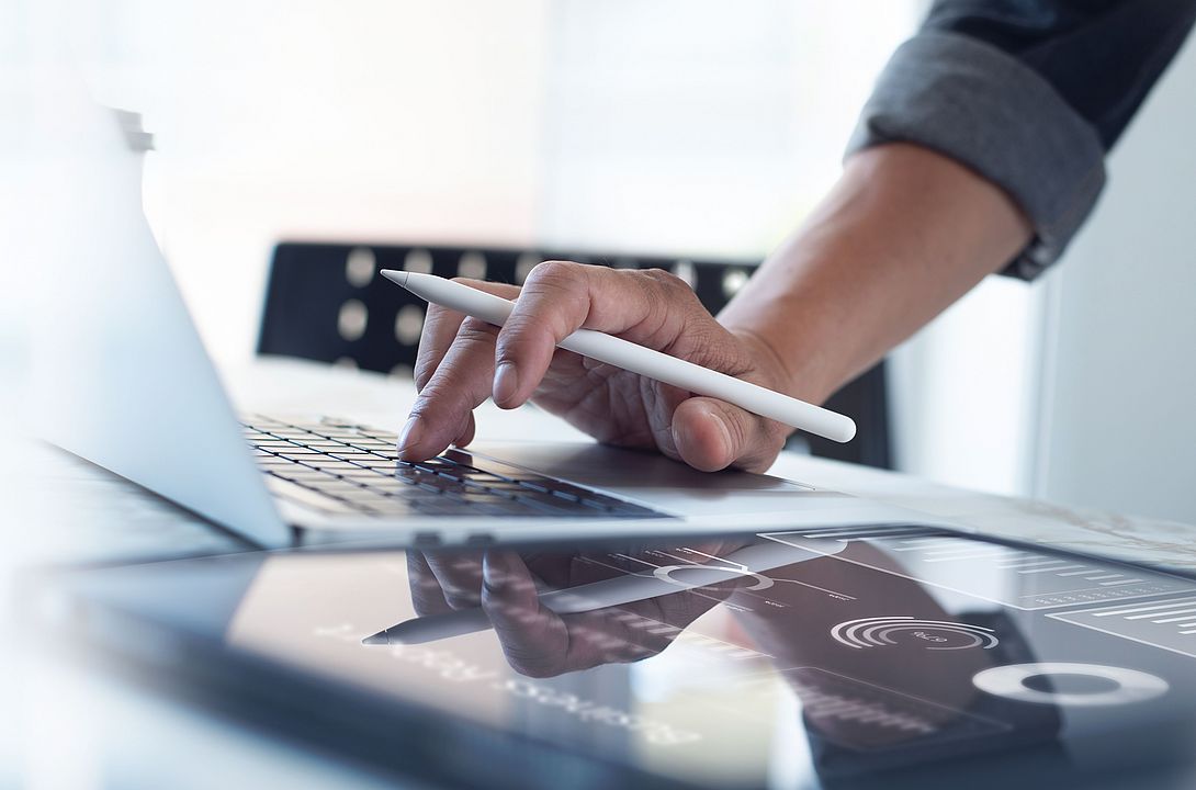 Tablet computer on a desk