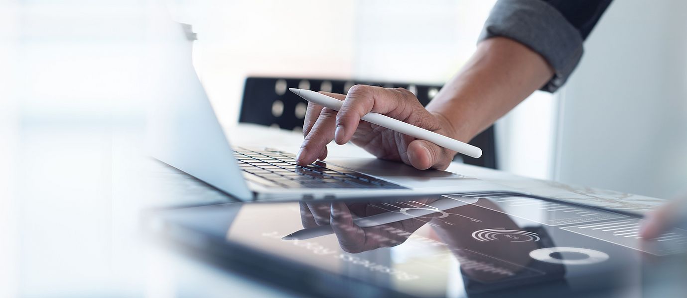 Tablet computer on a desk