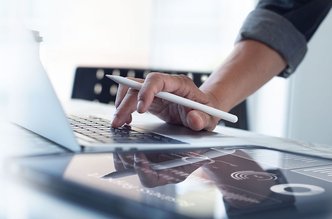 Tablet computer on a desk