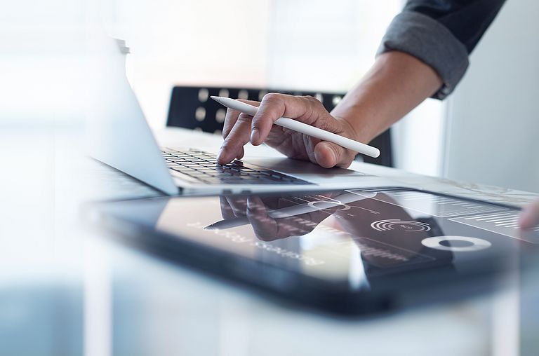 Tablet computer on a desk