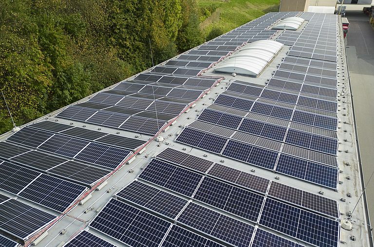 PV plant on the roof of one of Rieter's production facilities. 
