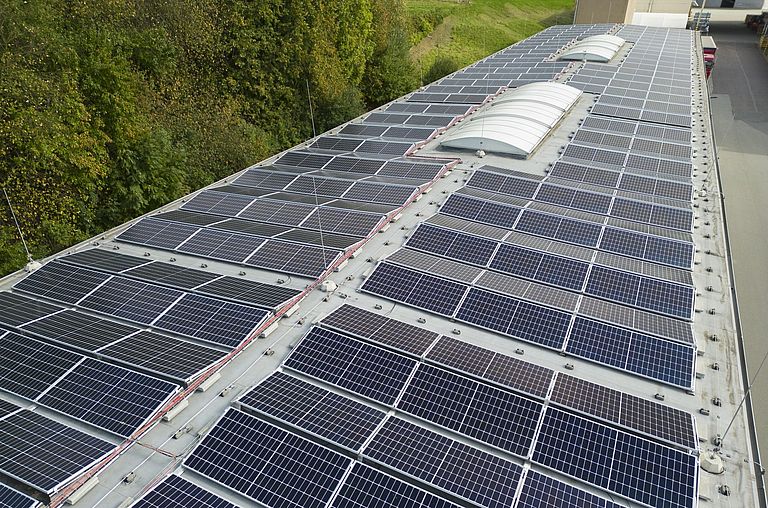 PV plant on the roof of one of Rieter's production facilities.
