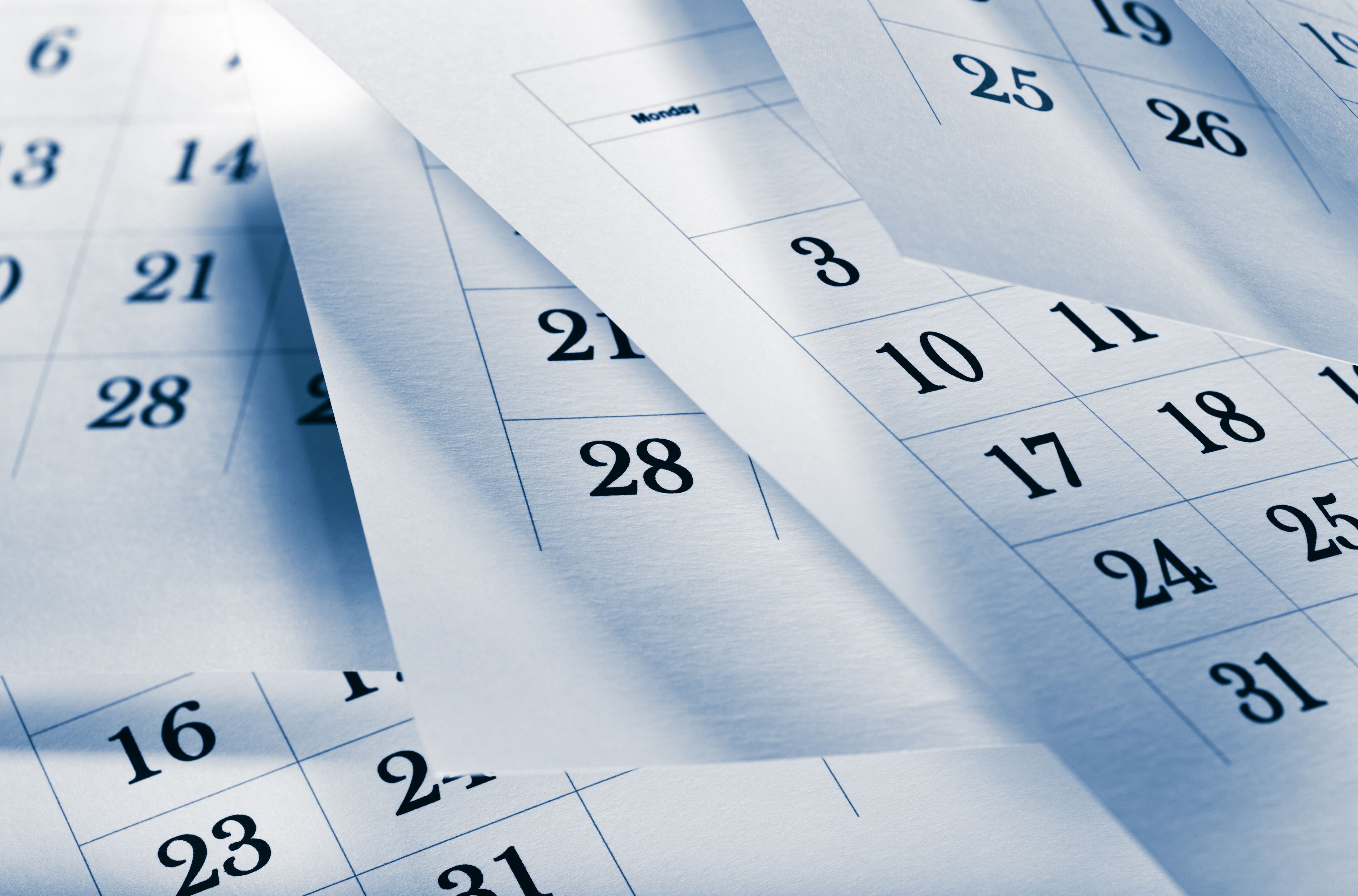 Abschnitt eines Monatskalenders