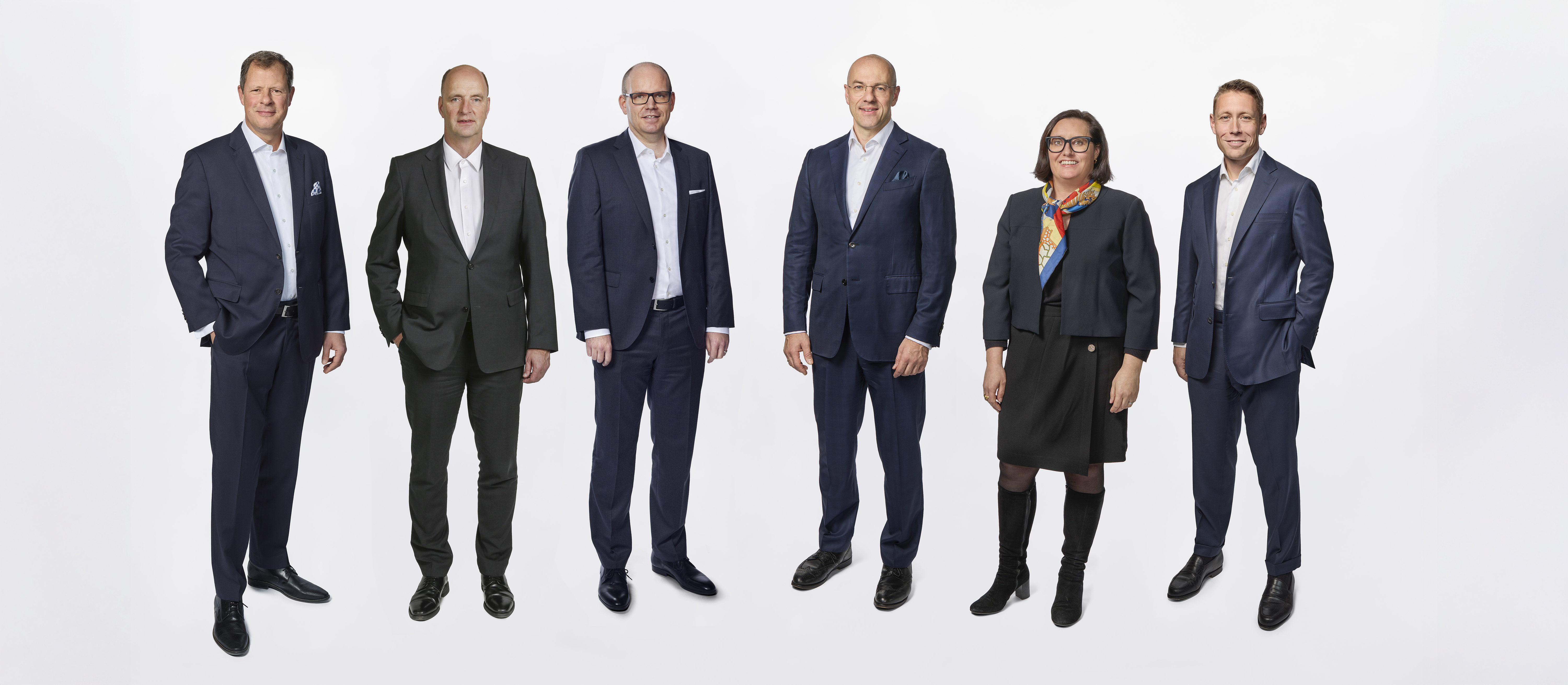Rieter Konzernleitung: Thomas Oetterli, Georg Stausberg, Roger Albrecht, Alexander A. Özbahadir, Emmanuelle Gmür and Oliver Streuli.